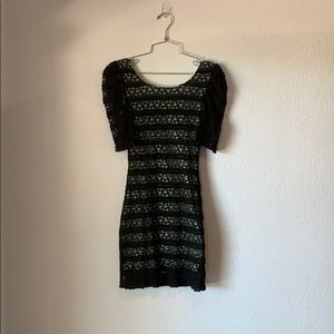 Mint green and black lace dress